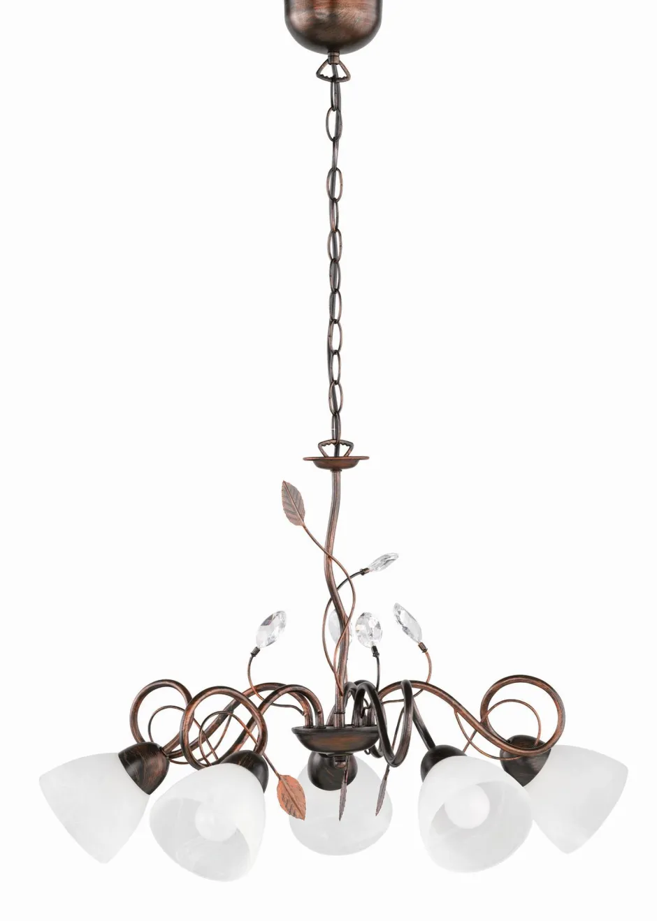 Trio Reality Florale Hängeleuchte Metall Glas 5-flammig Rost Antik< Hängelampen|Bürolampen