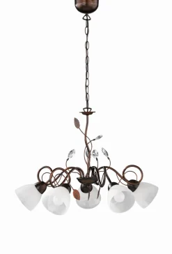 Trio Reality Florale Hängeleuchte Metall Glas 5-flammig Rost Antik< Hängelampen|Bürolampen