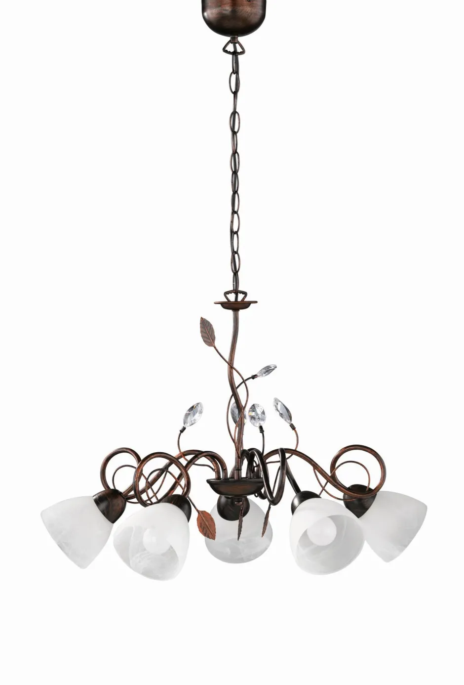 Trio Reality Florale Hängeleuchte Metall Glas 5-flammig Rost Antik< Hängelampen|Bürolampen