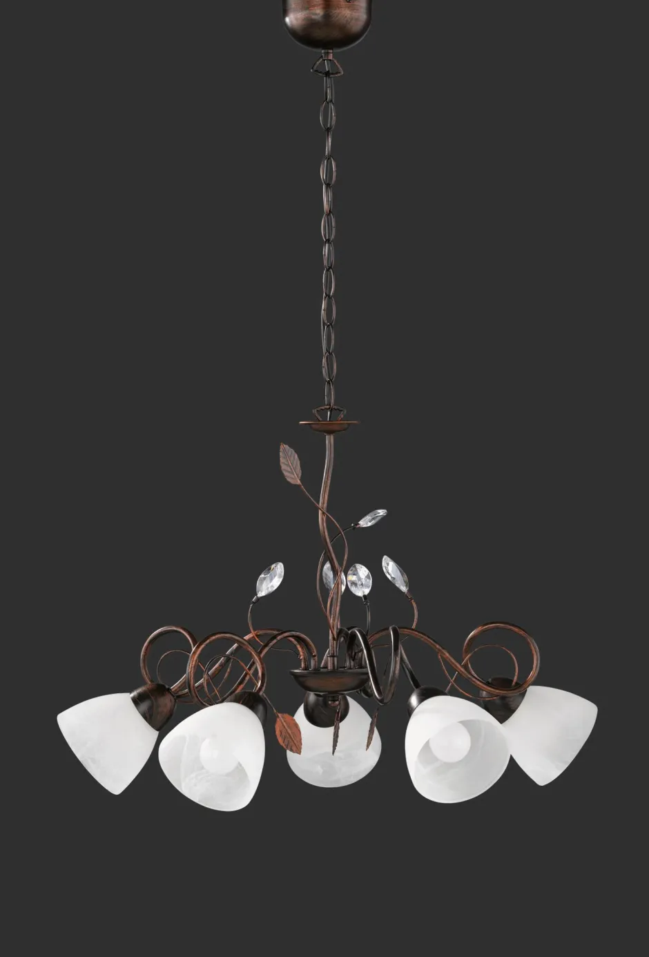 Trio Reality Florale Hängeleuchte Metall Glas 5-flammig Rost Antik< Hängelampen|Bürolampen
