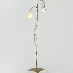 Glaslampen|Florale Lampen*Luminex Florale Stehlampe Wohnzimmer in Gold Alabaster Glas