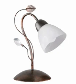 Wohnzimmerlampen|Metall Lampen*Trio Reality Florale Tischleuchte Metall Glas E14 32 cm Rost Antik