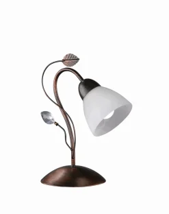Wohnzimmerlampen|Metall Lampen*Trio Reality Florale Tischleuchte Metall Glas E14 32 cm Rost Antik