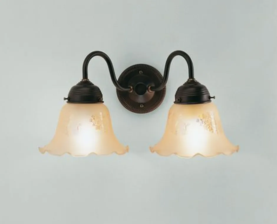 Wohnzimmerlampen|Metall Lampen*Berliner Messingleuchten Florale Wandlampe Glas Messing E27 Antik Champagner