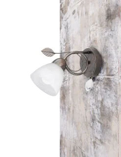 Trio Reality Florale Wandlampe Metall Glas E14 H:21,5 cm Rost Antik< Flurlampen|Wohnzimmerlampen