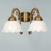 Wohnzimmerlampen|Metall Lampen*Berliner Messingleuchten Florale Wandleuchte Messing Glas E27 2-flammig T:25 cm