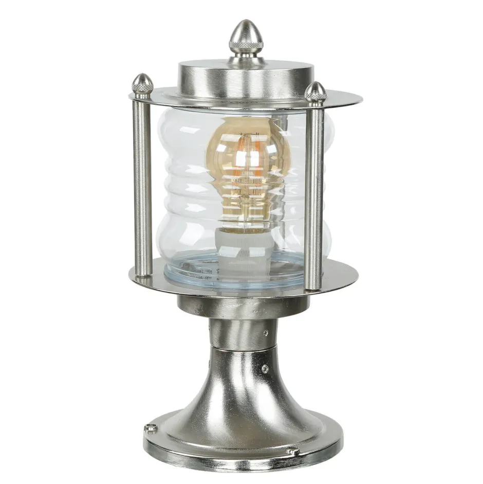 Rustikale Lampen|Metall Lampen*Lido Garten Wegbeleuchtung in Nickel Echt-Messing H:29cm