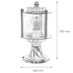 Rustikale Lampen|Metall Lampen*Lido Garten Wegbeleuchtung in Nickel Echt-Messing H:29cm