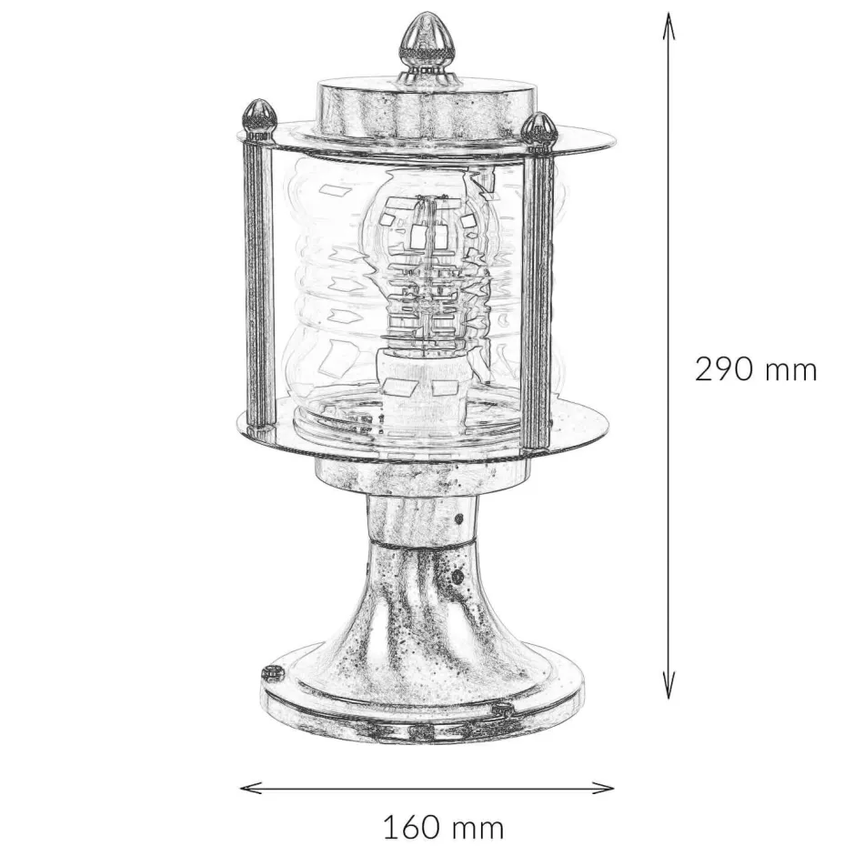 Rustikale Lampen|Metall Lampen*Lido Garten Wegbeleuchtung in Nickel Echt-Messing H:29cm