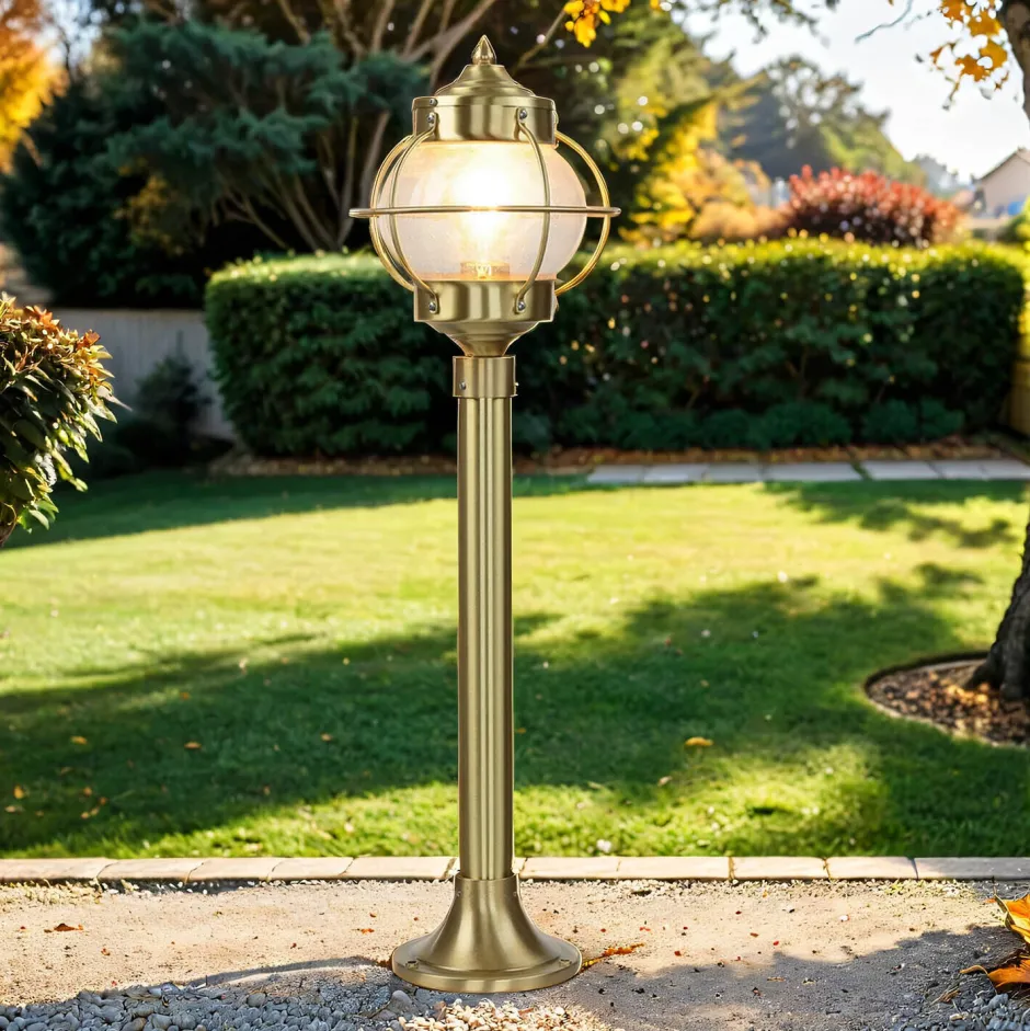 Rustikale Lampen|Metall Lampen*Lido Gartenlampe Messing H:65cm Maritim wetterfest