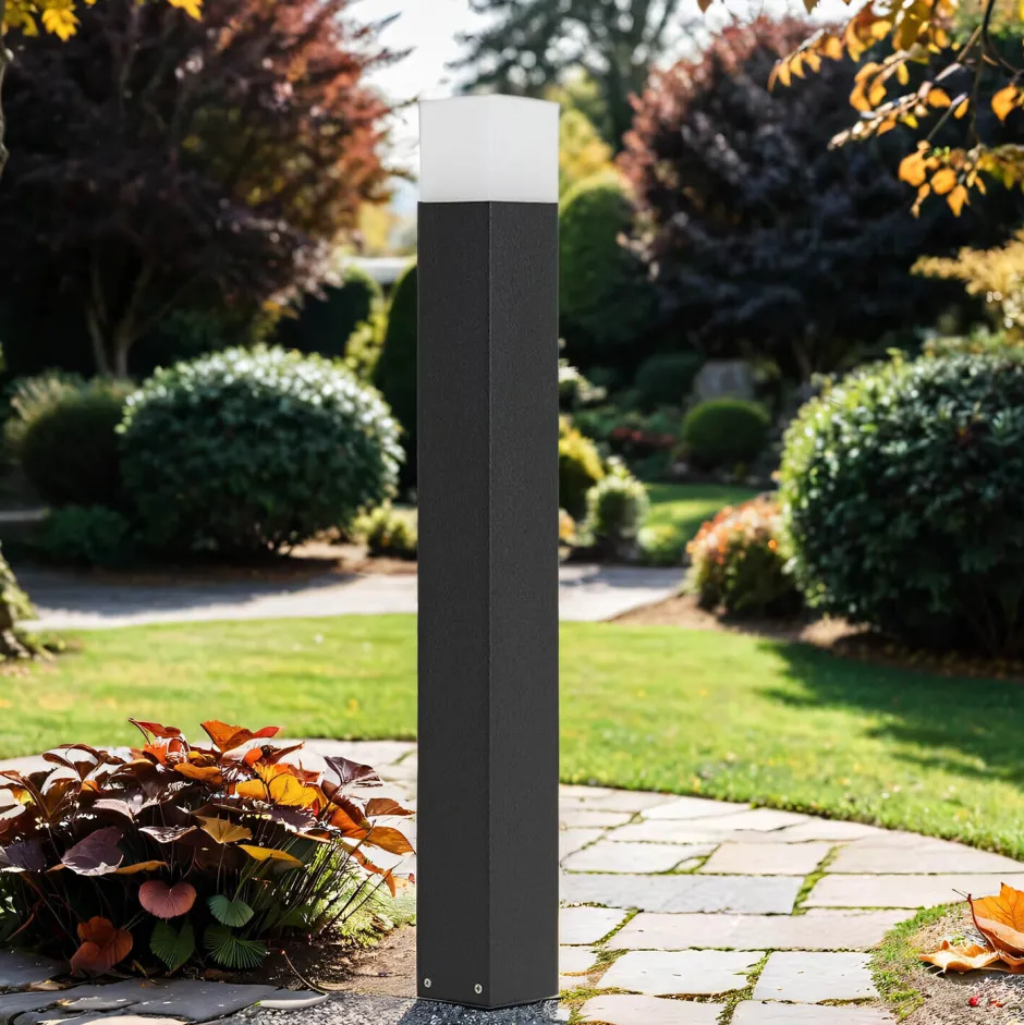 Metall Lampen|Wegeleuchten*SU-MA Gartenlampe Schwarz eckig 83cm E27 IP44