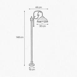 Messinglampen|Rustikale Lampen*Giovanni Battista Gartenlaterne Messing Glas 148 cm in Bronze Antik IP44 E27