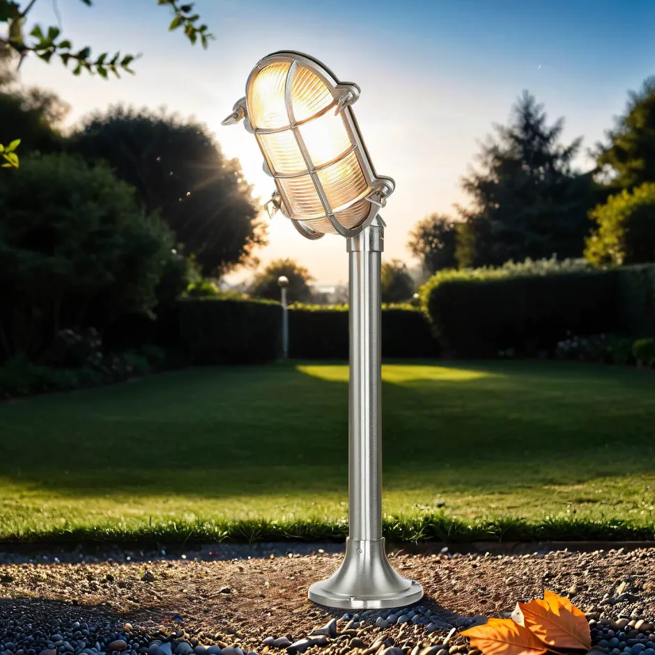 Rustikale Lampen|Metall Lampen*Lido Gartenleuchte Messing H:62cm in Nickel Weg Terrasse