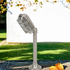 Rustikale Lampen|Metall Lampen*Lido Gartenleuchte Messing H:62cm in Nickel Weg Terrasse