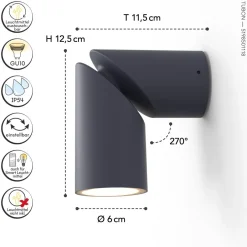 Metall Lampen|Außenleuchten Anthrazit*Eco-Light Gartenstrahler Anthrazit Aluminium GU10 IP54 beweglich