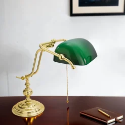 Giovanni Battista Gebogene Jugendstil Bankerlampe Vergoldet 24 Karat< Bürolampen|Lampen Aus Aller Welt