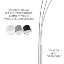 Wohnzimmerlampen|Stofflampen*Just Light Gemütliche Bogenleuchte Metall Stoff E27 190 cm 3-flmg