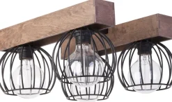 Sigma Gemütliche Deckenlampe Holz Metall Schwarz L:41 cm E27< Deckenleuchten|Flurlampen