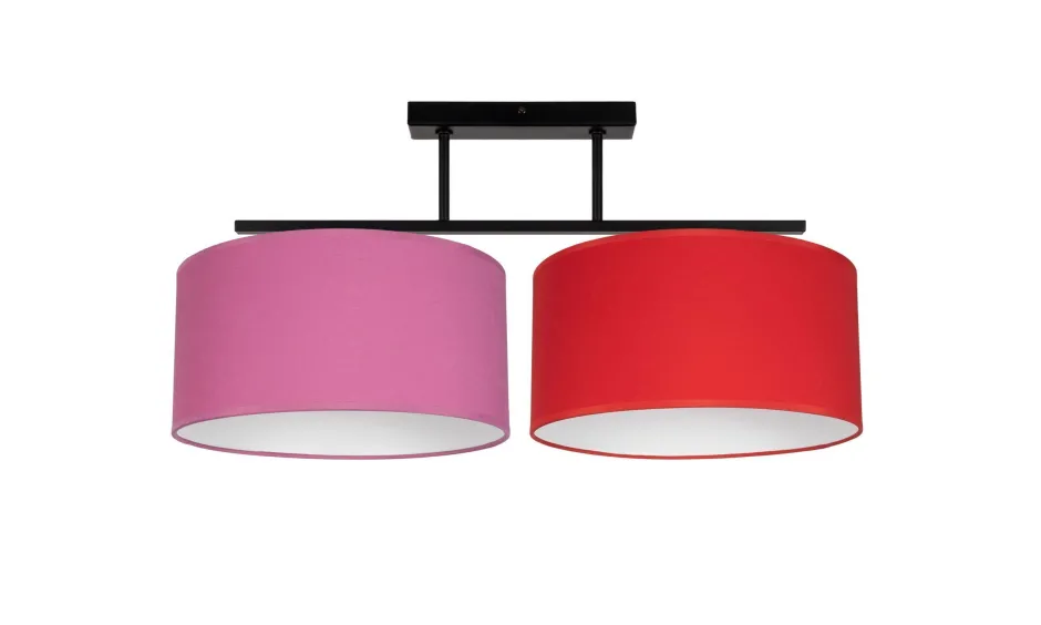 Belis Gemütliche Deckenlampe Stoff Rosa Rot E27 L:70 cm< Bürolampen|Wohnzimmerlampen