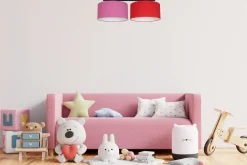 Belis Gemütliche Deckenlampe Stoff Rosa Rot E27 L:70 cm< Bürolampen|Wohnzimmerlampen