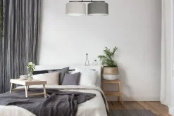 Bürolampen|Wohnzimmerlampen*Belis Gemütliche Deckenlampe Stoff Grau Graphit E27 L:70 cm