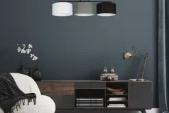 Belis Gemütliche Deckenlampe Stoff Weiß Grau Schwarz 3-flmg< Bürolampen|Wohnzimmerlampen
