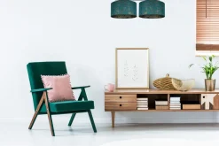 Wohnzimmerlampen|Esszimmer Lampen*Belis Gemütliche Deckenlampe Stoff Grün Muster E27 L:70 cm