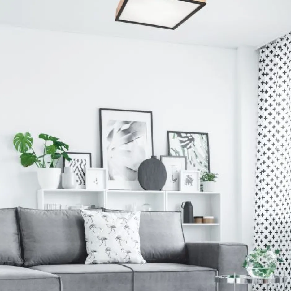 Lamkur Gemütliche Deckenleuchte Pinie Glas B:48 cm E27 4-flmg< Wohnzimmerlampen|Glaslampen