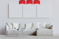 Bürolampen|Wohnzimmerlampen*Belis Gemütliche Deckenleuchte Stoff Schwarz Rot E27 100 cm