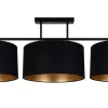 Bürolampen|Wohnzimmerlampen*Belis Gemütliche Deckenleuchte Stoff Schwarz Gold E27 100 cm
