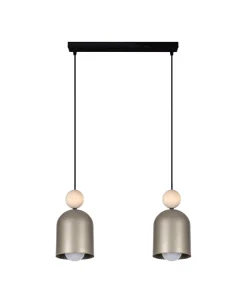 Belis Gemütliche Hängelampe Champagner Metall Holz E27 46 cm< Hängelampen|Bürolampen