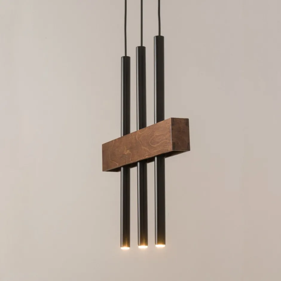 Sigma Gemütliche Hängelampe Metall Holz Balken 3-flammig< Hängelampen|Moderne Lampen