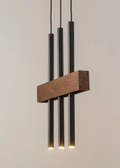 Sigma Gemütliche Hängelampe Metall Holz Balken 3-flammig< Hängelampen|Moderne Lampen