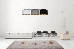 Belis Gemütliche Hängelampe Stoff Weiß Grau Schwarz 3-flammig< Bürolampen|Wohnzimmerlampen