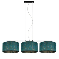 Bürolampen|Wohnzimmerlampen*Belis Gemütliche Hängelampe Stoff Grün Muster E27 100 cm lang