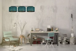 Bürolampen|Wohnzimmerlampen*Belis Gemütliche Hängelampe Stoff Grün Muster E27 100 cm lang