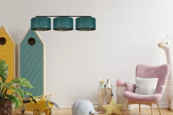 Bürolampen|Wohnzimmerlampen*Belis Gemütliche Hängelampe Stoff Grün Muster E27 100 cm lang