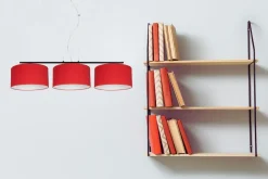 Bürolampen|Wohnzimmerlampen*Belis Gemütliche Hängelampe Stoff Schwarz Rot E27 L:100 cm