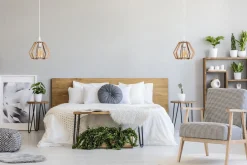 Hängelampen|Bürolampen*Belis Gemütliche Hängelampe Weiß Natur Holz E27 B:20,5 cm