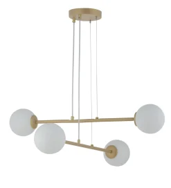 Sigma Gemütliche Hängeleuchte Glas Metall Gold G9 4-flammig< Kugellampen|Moderne Lampen