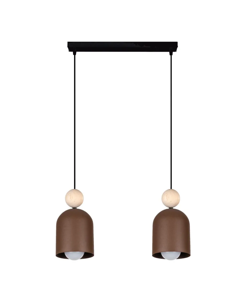 Hängelampen|Bürolampen*Belis Gemütliche Hängeleuchte Rostbraun Metall Holz E27 46 cm