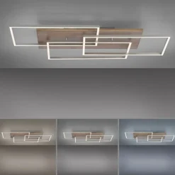 Paul Neuhaus Gemütliche LED Deckenlampe Holz L:82 cm 4320 lm dimmbar< Deckenleuchten|Flurlampen