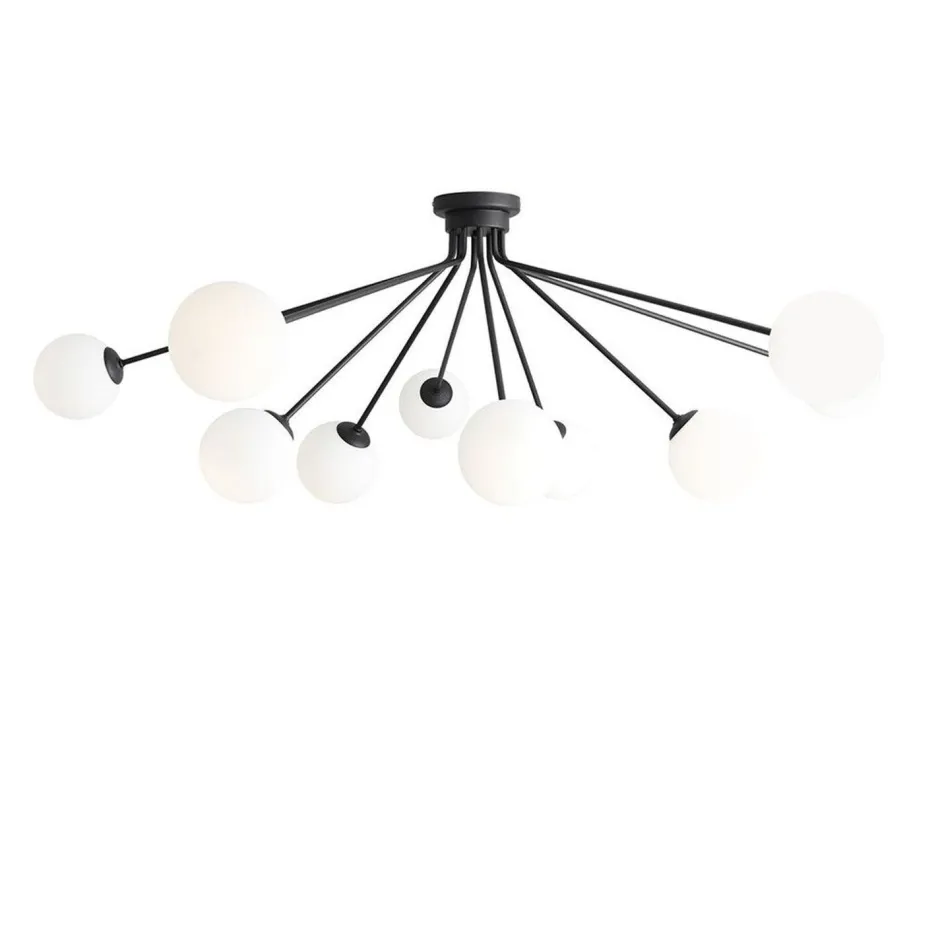 ALDEX Gemütliche Pendelleuchte Glas Metall Schwarz B:140 cm< Deckenleuchten|Badezimmer Lampe