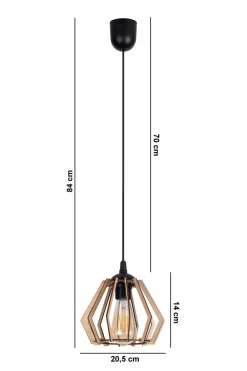 Belis Gemütliche Pendelleuchte Holz E27 20,5 cm Schwarz Natur< Hängelampen|Bürolampen
