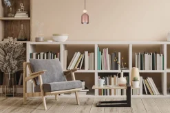 Belis Gemütliche Pendelleuchte Rosa Metall Holz E27 Ø11 cm< Wohnzimmerlampen|Metall Lampen