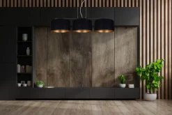 Bürolampen|Wohnzimmerlampen*Belis Gemütliche Pendelleuchte Stoff Schwarz Gold E27 100 cm