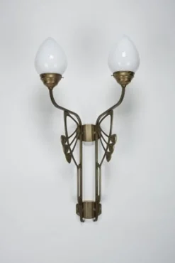 Wohnzimmerlampen|Metall Lampen*Berliner Messingleuchten Gemütliche Wandleuchte Messing Glas Weiß E27 B:44 cm