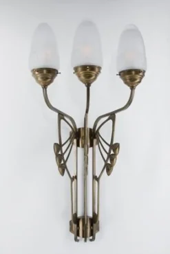 Wohnzimmerlampen|Metall Lampen*Berliner Messingleuchten Gemütliche Wandleuchte Messing Glas Weiß E27 B:40 cm