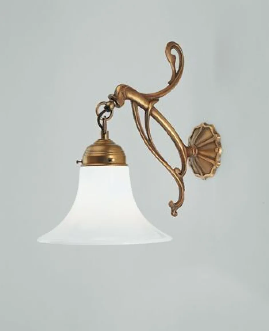 Wohnzimmerlampen|Metall Lampen*Berliner Messingleuchten Gemütliche Wandleuchte Messing Glas E27 T:28 cm