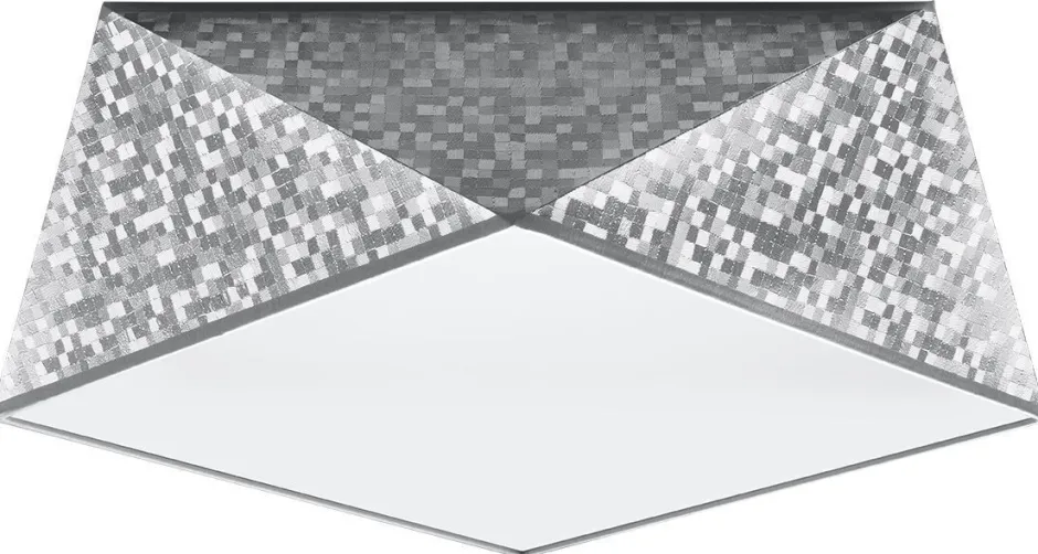 Wohnzimmerlampen|Moderne Lampen*Sollux Geometrische Deckenlampe Grau gemustert B:40cm 2x E27